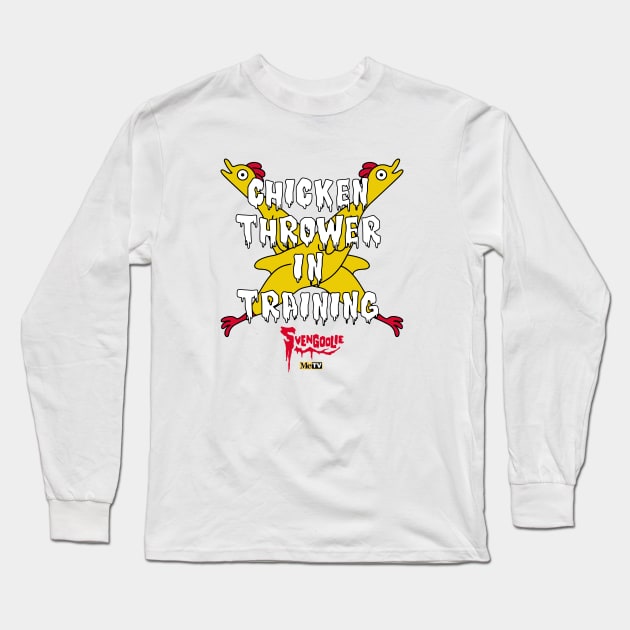 Svengoolie Chicken Thrower In Training Long Sleeve T-Shirt by CelestialCharmCrafts